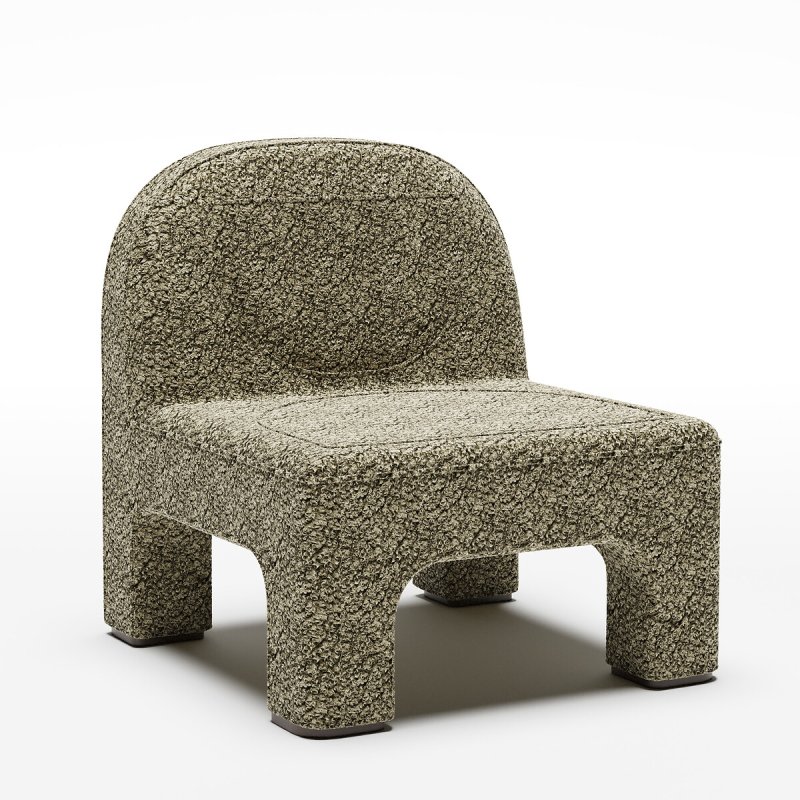 Кресло Terry в ткани под овечью шерсть оливковый единый размер зеленый